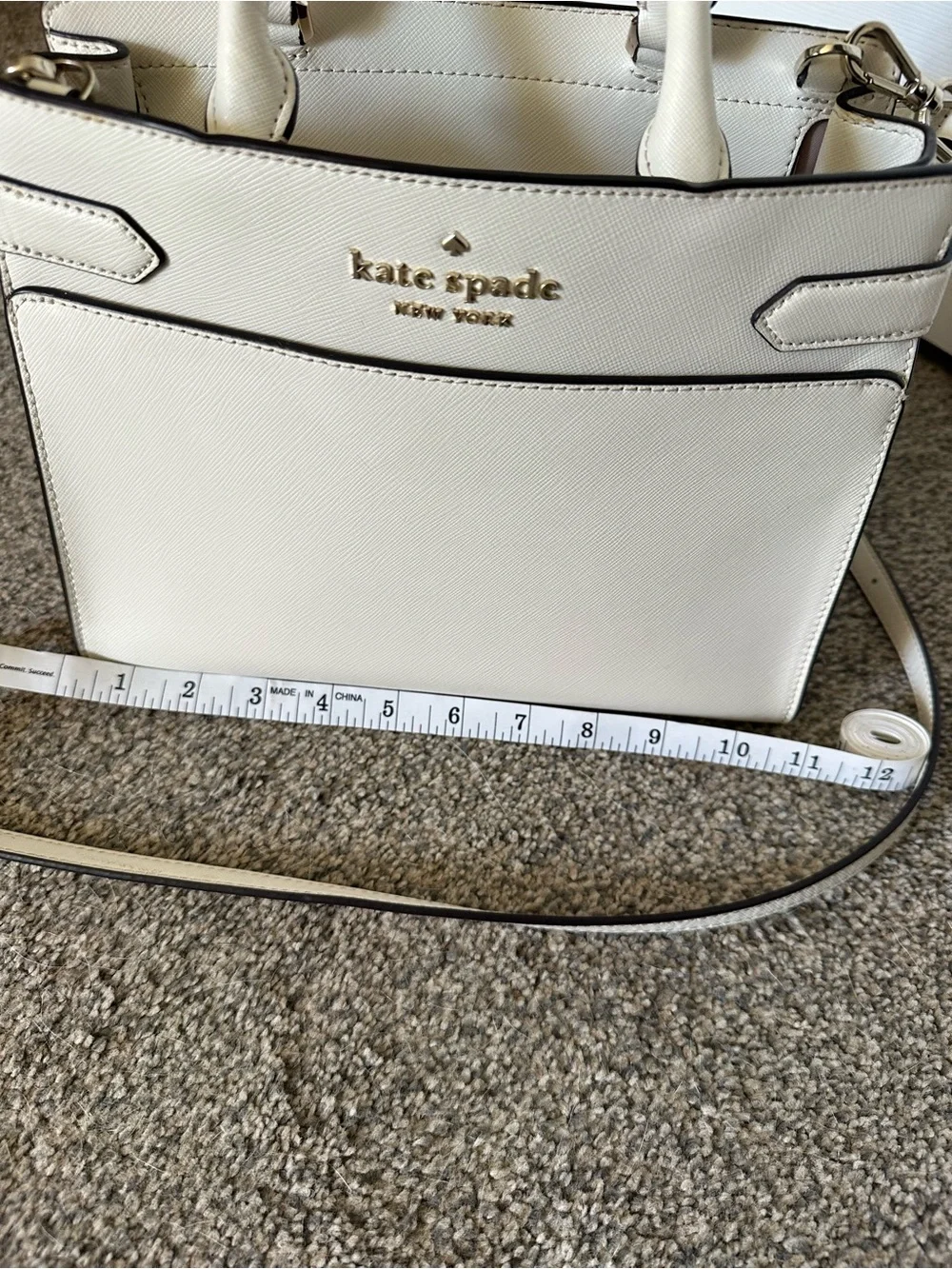 kate spade Cream Crossbody Tote with Gold Logo
